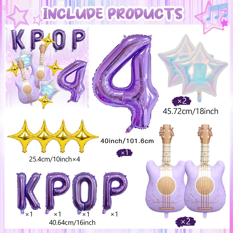 Vibrant Purple Music-Themed Party Decorations Set