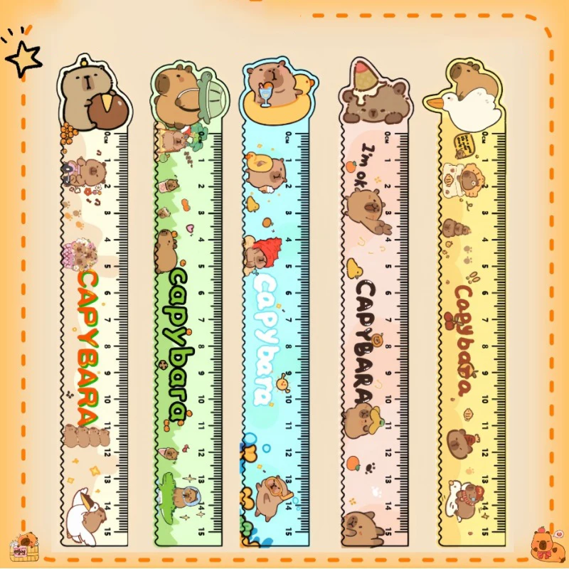 Acrylic Ruler 3pcs 15CM Cute Cartoon Capybara Student Drawing and Measuring Supplies Stationery stainless steel ruler,triangle ruler,ruler set,drawing ruler,straight ruler,folding ruler,metal ruler,plastic ruler,quilting ruler,rotatable ruler