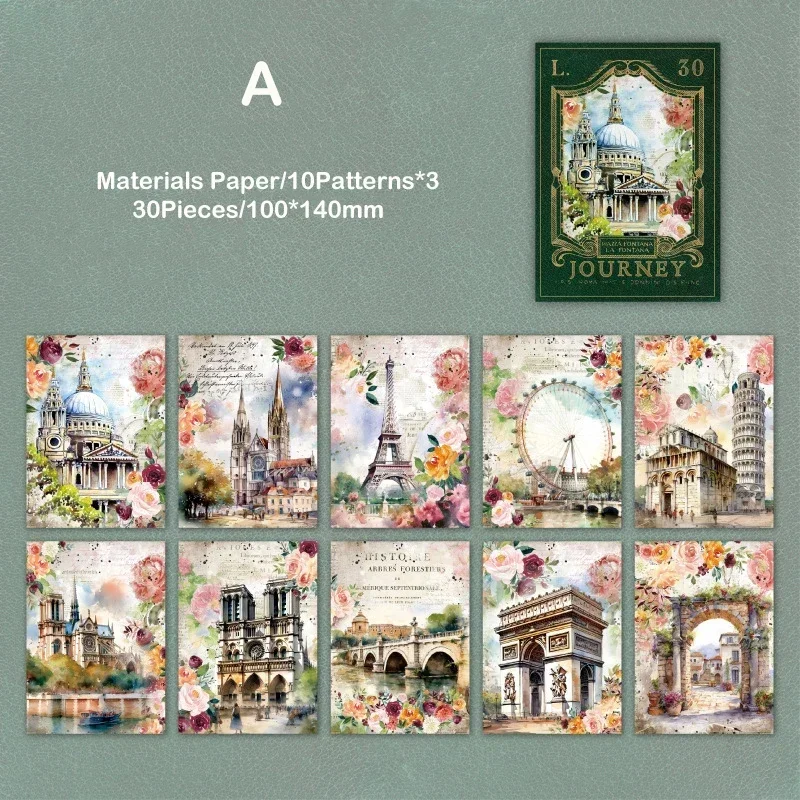 30pcs/pack Ins Travel Materials Paper Can Be Written Material Collage Junk Journal DIY Scrapbooking Ins Stationery Supplies 6