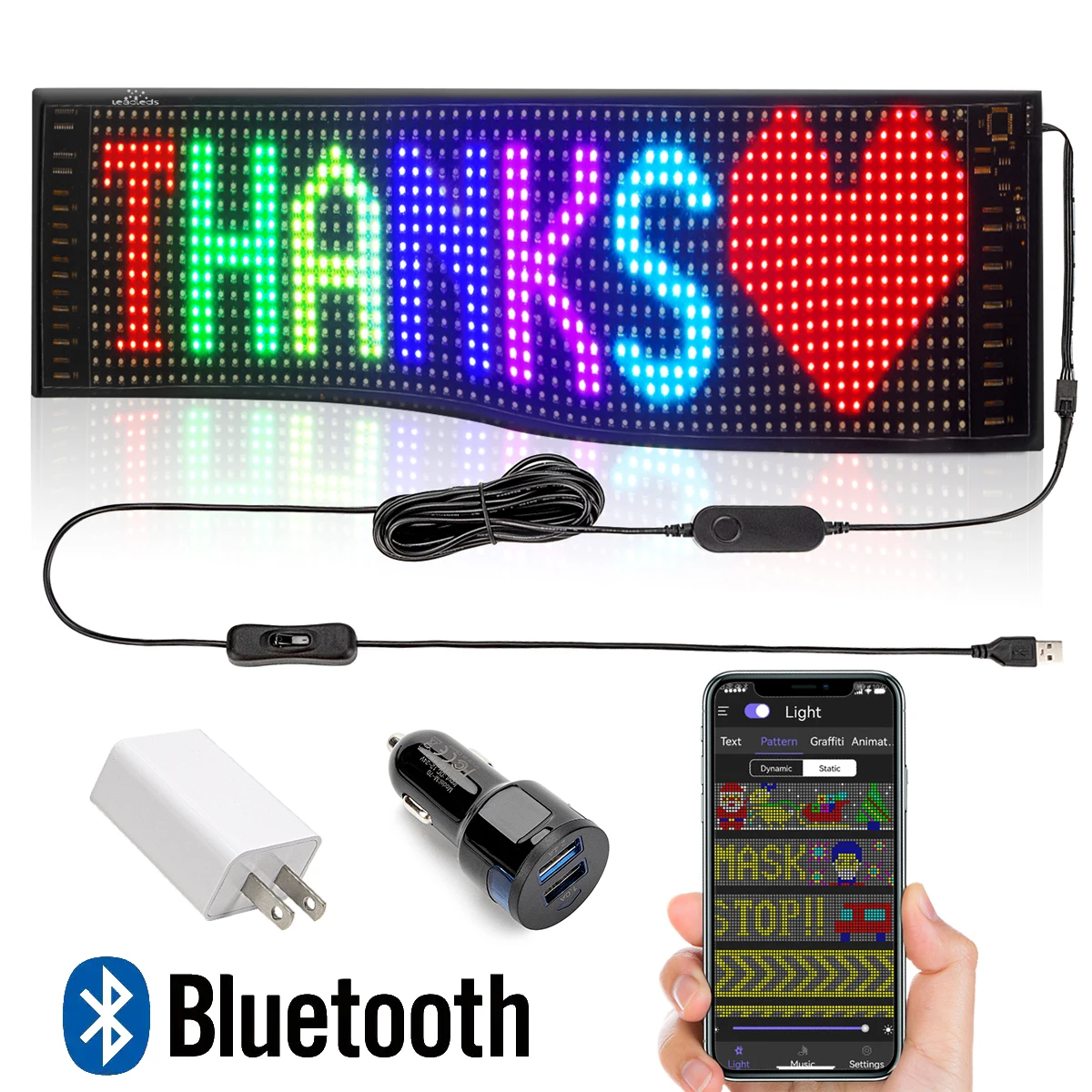 Leadleds Bluetooth-LED-Namensschild, wiederaufladbares Namensschild - Blau