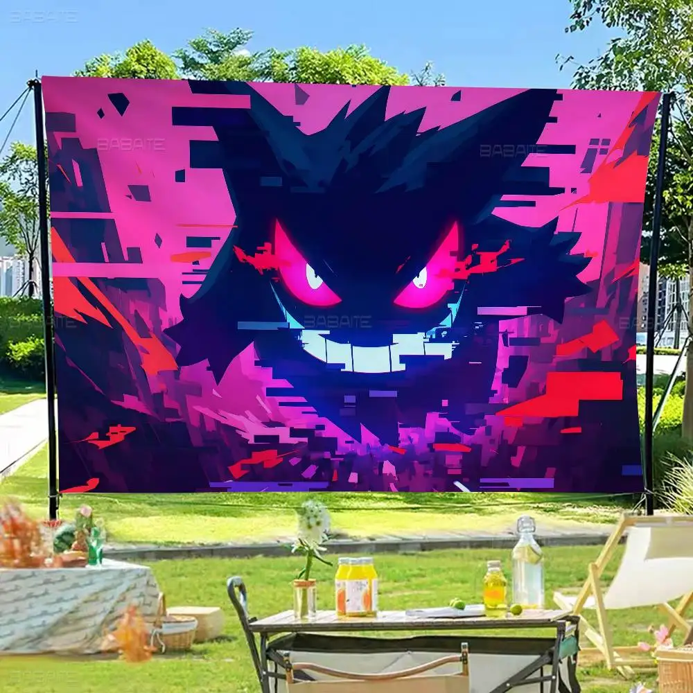 P-Pokemon-Gengar Cartoon Kreatives Muster Hängeflagge Polyester Bedrucktes Banner Handgezogene Flagge – Detail 10
