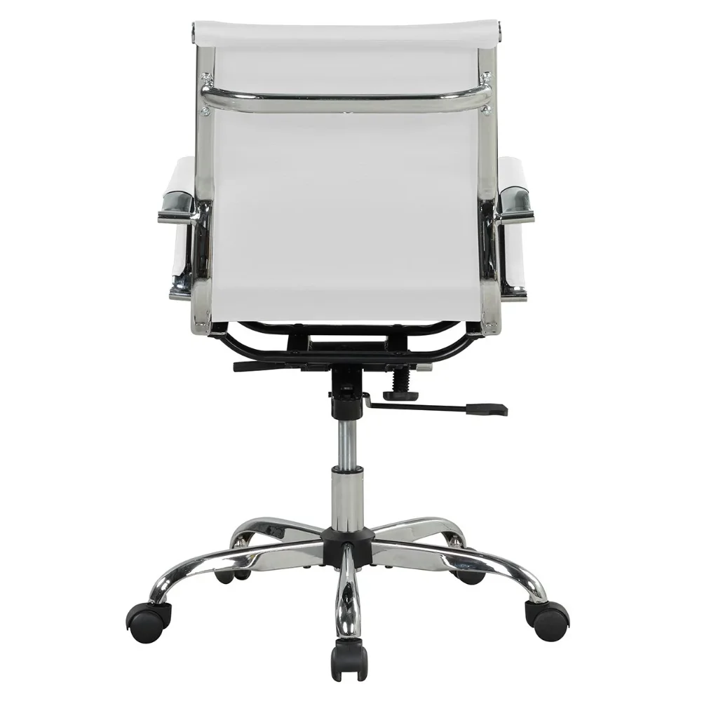 Description Picture 4 of itemRibbed Back PU Leather Office Chair, Adjustable Height, White  Computer Chair Office Chairs computer chair