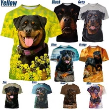 

New fashion Rottweiler 3D printing men's Casual t-shirt pet dog Short Sleeves shirt cute tops S~3XL