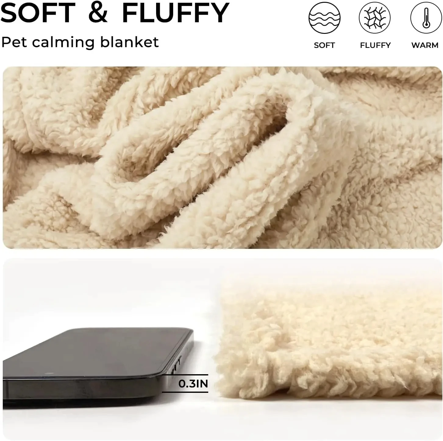 1pcs Calming Blankets Fluffy Premium Fleece Pet Blanket Soft Sherpa Throw for Dog Puppy Cat Beige Bed Sheet pet blanket