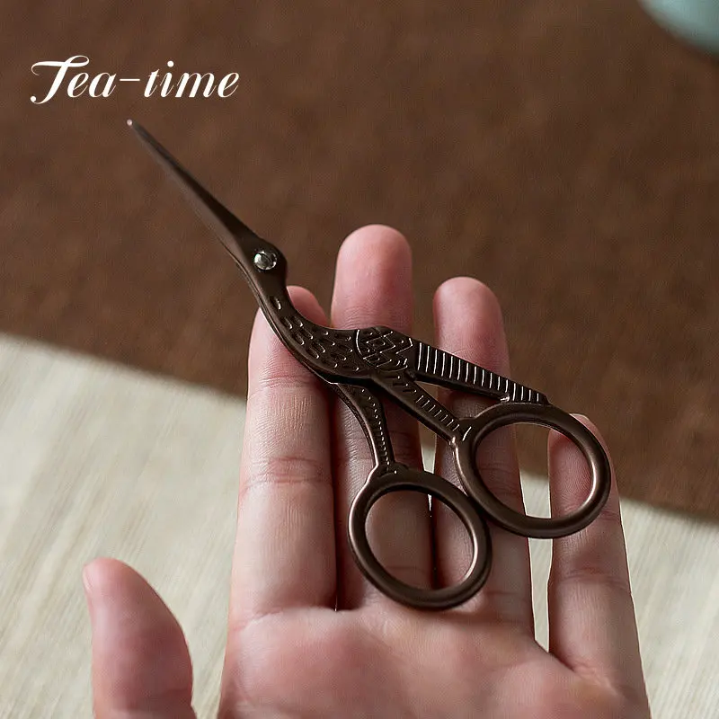 Japanese Style Retro Crane Shape Tea Knife Household Multifunction Tea Bag Package Small Scissors Ceremony Accessories Gifts
