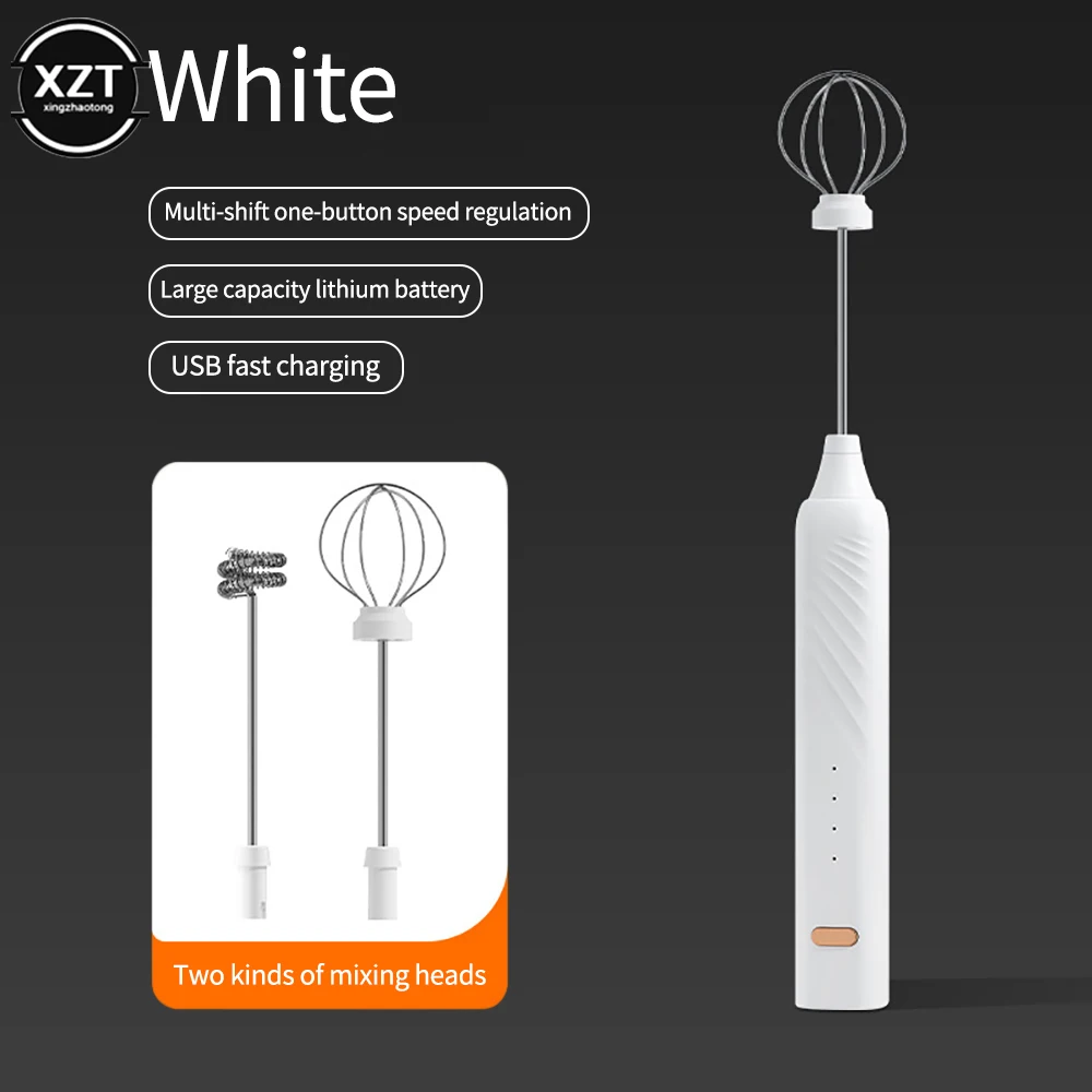 Milk Frother, Rechargeable Handheld Electric Whisk Coffee Frother Mixer  With 2 Stainless Whisks, Milk Foam Maker For Cappuccino, Latte, Bulletproof  Co