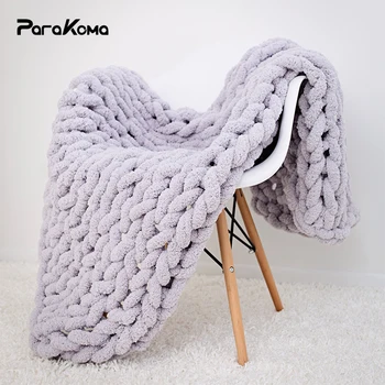 Colorful Chenille Chunky Knitted Blanket 1