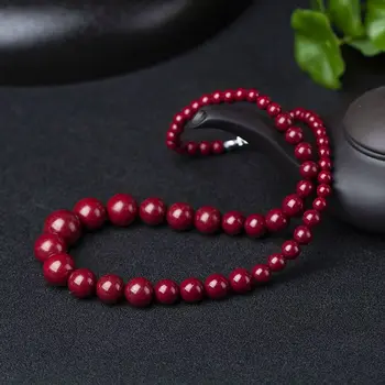 Natural Raw Cinnabar Necklace High Content The Elderly Necklace Mother Mother Sweater Chain