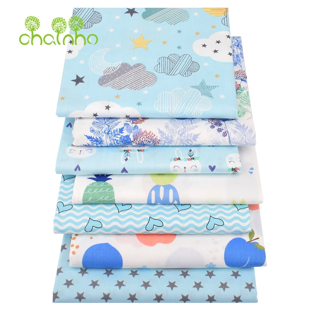 Chainho,Printed Twill Weave Cotton Fabric,Patchwork Cloth,DIY Sewing Quilting Material,7 Designs Cartoon Series,2 Sizes,15C170