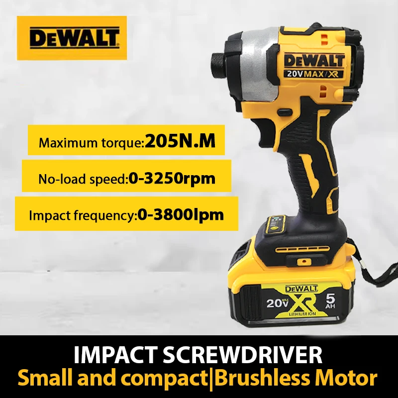 DEWALT DCF850 20V Impact Driver 205NM Brushless Motor Cordless Rechargable Screwdriver Electric Impact Drill Power Tools ltgem eva hard case for dewalt dcf680n2 8v max cordless screwdriver kit waterproof protective carrying storage bag case only