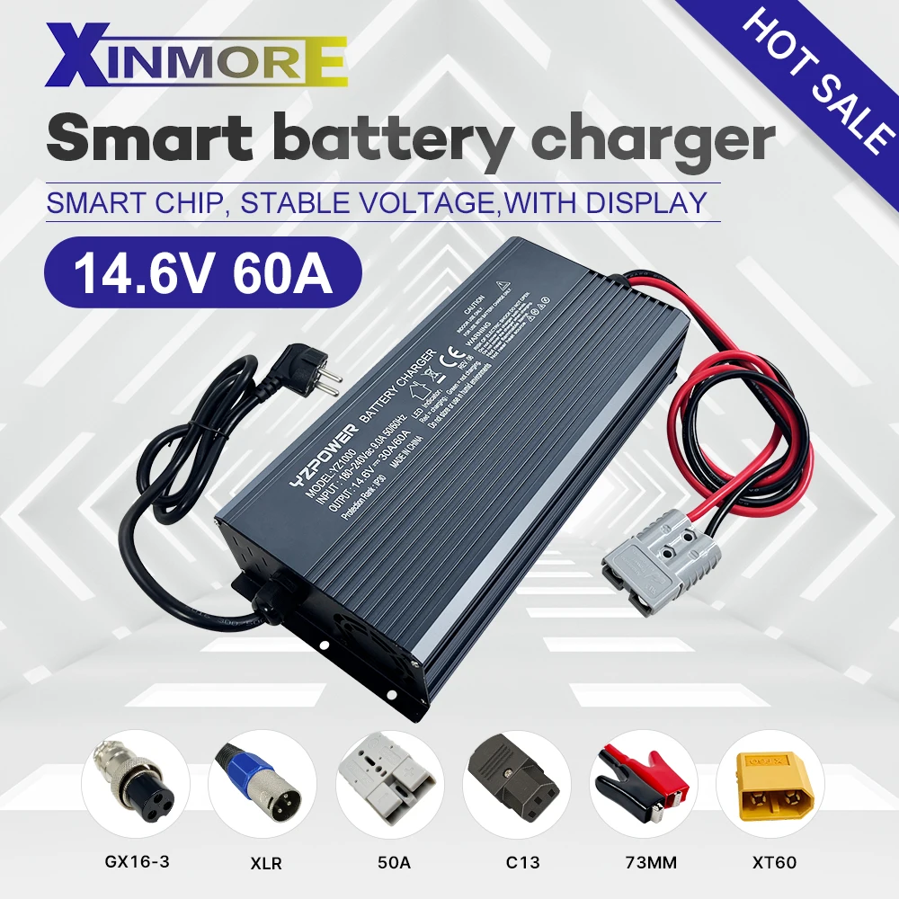 14.6V 60A Battery Charger with Display Screen, Fast and Slow Charging Switching, Used for Lead-acid Iron-lithium Battery Charger