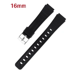 Black Silicone Sports Watch Strap - Unisex Rubber Band (16mm)