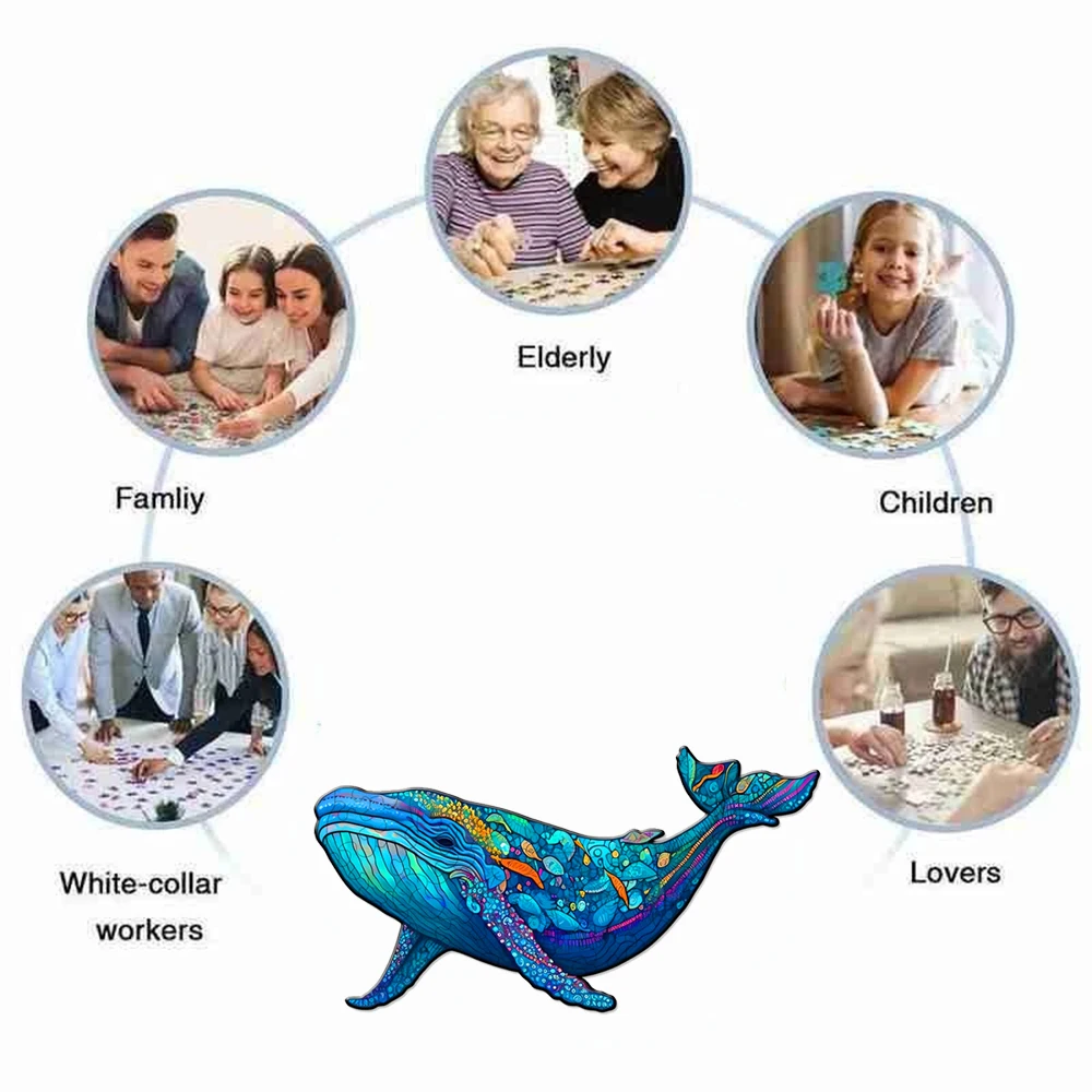 New Whale Wooden Puzzles, Wooden Puzzles Unique Shape High Quality Puzzles Maternal Love Wooden Puzzles For Adults, Best Gifts 4