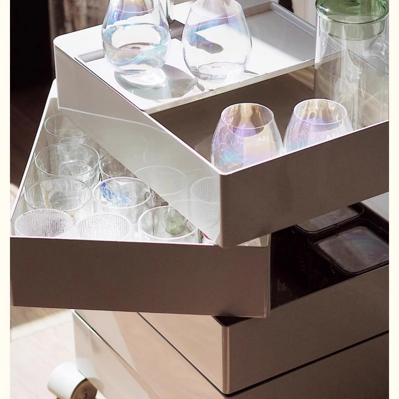 Movable Rotating Cabinet Under Desk Storage Drawer Organizer Small Rolling Side Cabinet for Snacks Cosmetics and Office Supplies