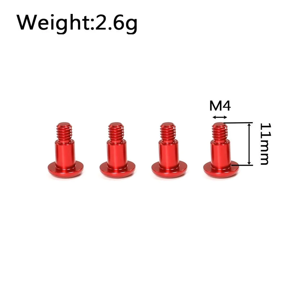 Tamiya GF01 Aluminum King Pin Upgrade Set - 4 Pieces, Red, 5x6.2mm, M4 Thread, For RC Car Suspension Enhancement - View #2