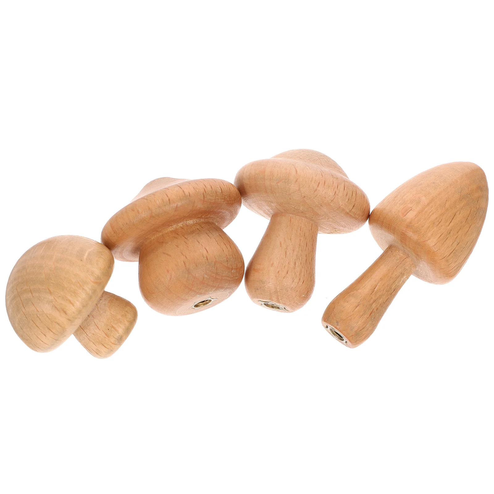 

4 Pcs Bathroom Decorations Solid Wood Mushroom Hook Towel Wall Hooks Nail Free Wall-mounted Hat for Decorative Wooden