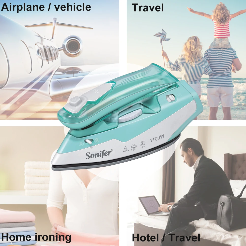 Steam Iron portable Foldable handle 1100W Household Fabric Electric Iron Ceramic soleplate Fast-Heat For Clothes Ironing Sonifer 3