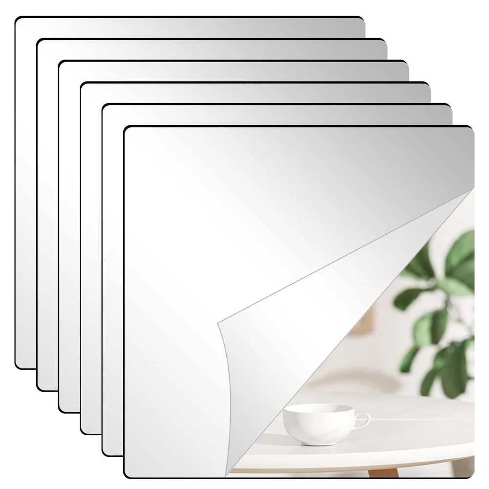 3D Square Mirror Wall Stickers 2/4pcs 2mm Thicken Flexible DIY Acrylic Decorative With Adhesive For Living Room Home Decor