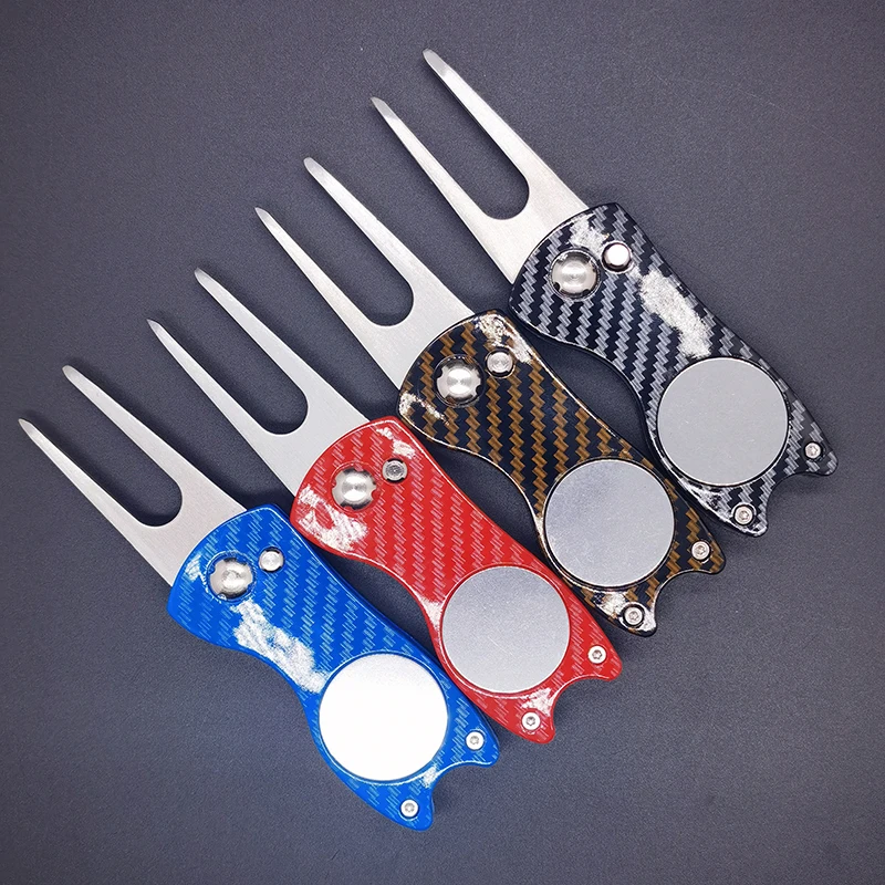 CarbonFiberGolfDivotRepairToolMetalFoldableGolfBallMarker