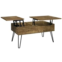Table basse WOLTU à double plateau relevable, table de canapé réglable en hauteur, table de salon coulissante avec rangement dissimulé séparé 3