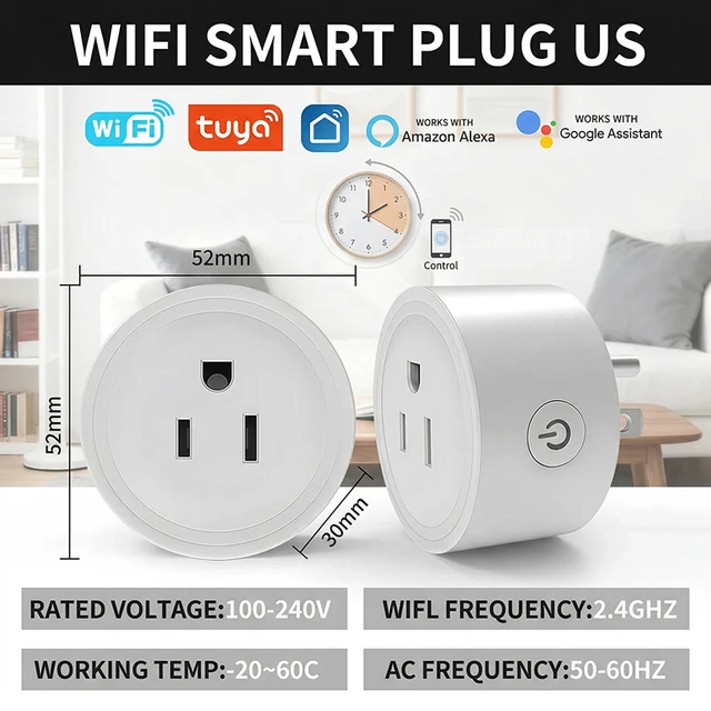 US WiFi Smart Plug with Energy Monitoring – Works with Alexa Google Home,Tuya App Control & Timer Function, 120V Outlet for Home 1