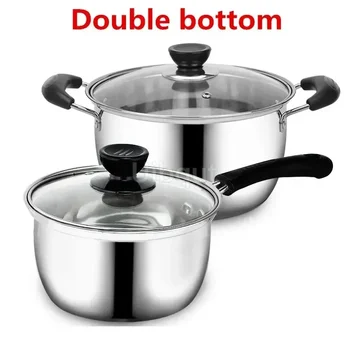 Pentola in acciaio inossidabile Pentola per zuppa a doppio fondo Cottura non magnetica Pentole multiuso Padella antiaderente Fornello a gas usato pentola calda 1