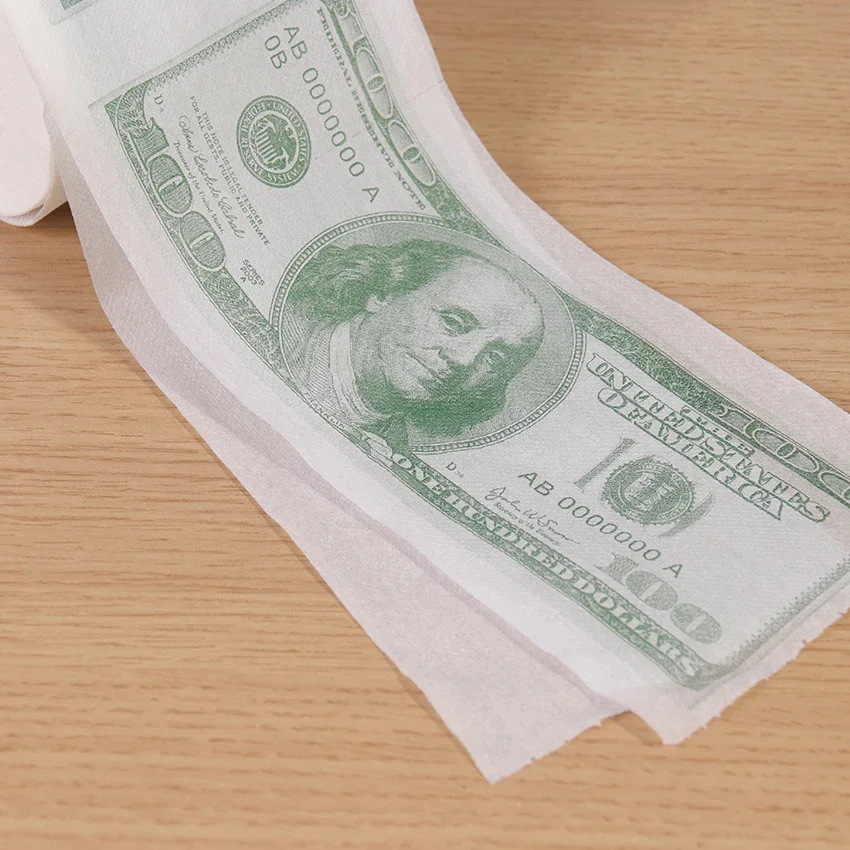 1 Roll Home Supplies Wood Pulp One Hundred Dollars Printed Rolling Paper Funny Toilet Paper Humor Toilet Novelty Gift