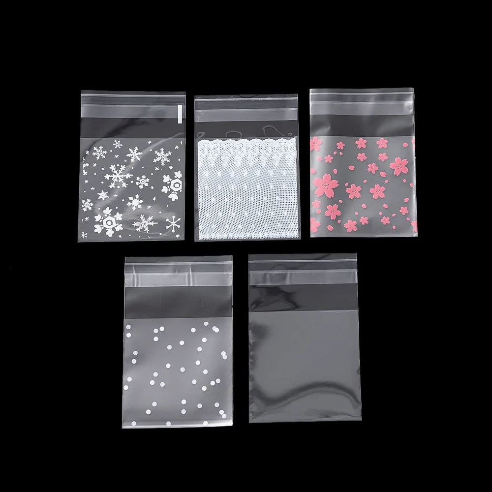 100 teile/los Kunststoff transparente Süßigkeiten Zellophan Taschen selbst klebende Verpackung Schmuck Lagerung für Party Beutel Süßigkeiten Geschenk beutel – Detail 1