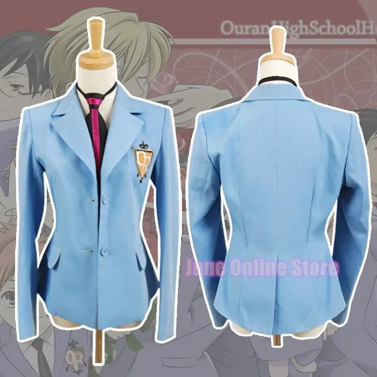 

Ouran High School Host Club Cosplay Boy School Uniform Blazer Blue Jacket Coat Haruhi Kyoya Hikaru Takashi Halloween Costume