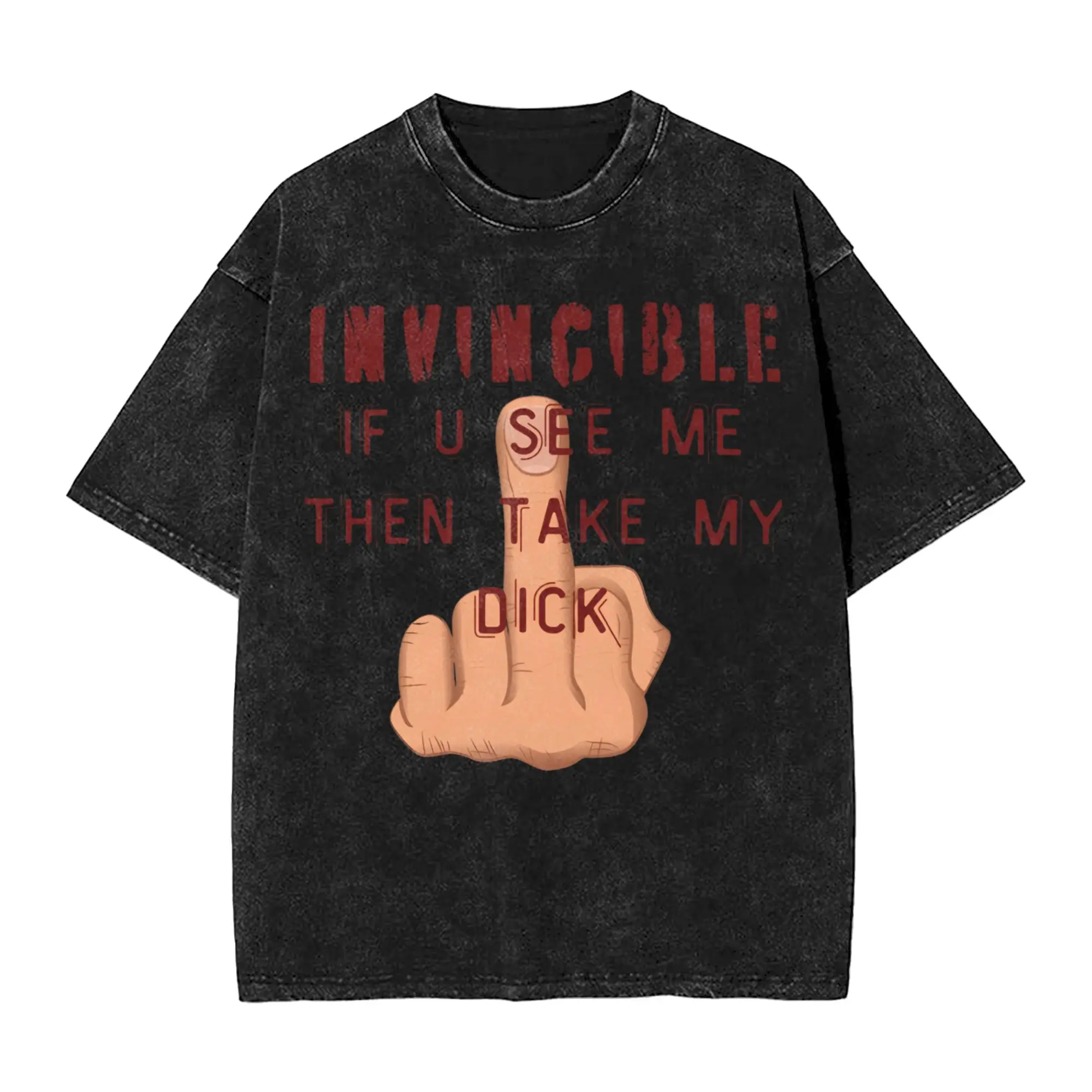 Invincible Cartoon Comic Washed Streetwear HipHop Oversized T-Shirt