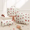 3pcs Aesthetic Cosmetic Organizer Set Quilted Cotton Sweet  Women Makeup Pouch Cherry/Heart Pattern Skincare Clutch Toiletry Bag 2