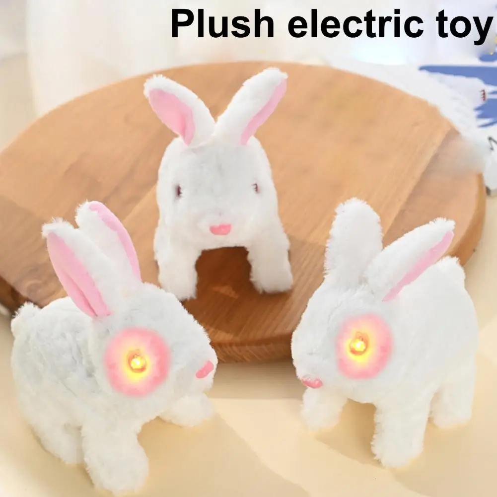 Rabbit Toy Adorable Battery-powered Kids Rabbit Plush Toy Electric Bunny with Sound Light Automatic Walking Fun Bunny