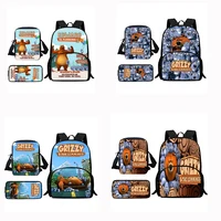 Child Backpacks Anime Grizzy and The Lemmings Shoulder Bag Pencil Case Pupil Large Capacity School Bags for Boys Girls Best Gift