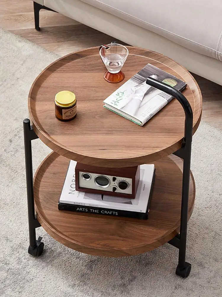 Movable Small Coffee Table Trolley Living Room Sofa Side Table Mini Small Storage Rack with Wheeled Nordic Style Dining