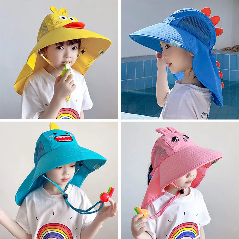 

Baby Boys Girls Wide Brim Cute Sun Hat Kids Bucket Cap Summer Anti-UV Beach Cap Children Cartoon Hat