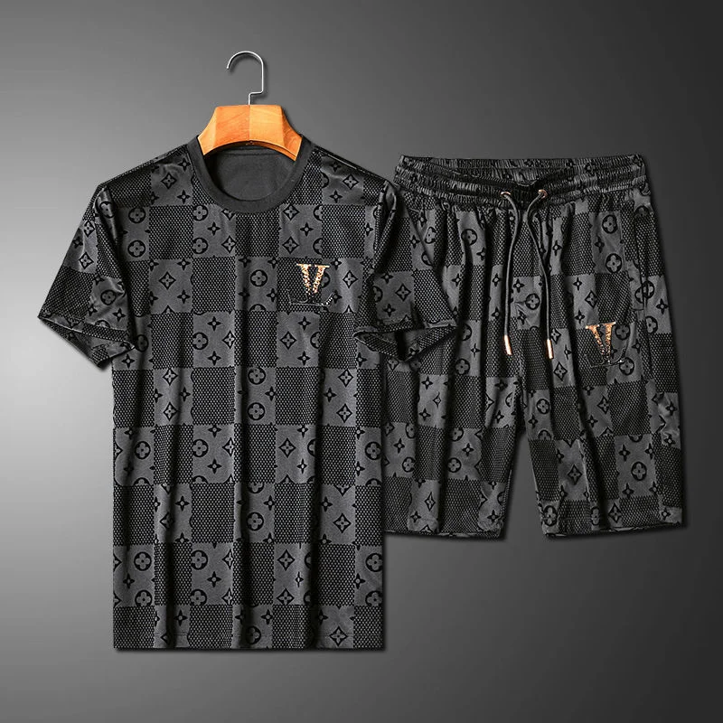 

Luxury brand High end summer casual sports suit Men's short sleeved shorts Fashion fashion handsome two-piece men's