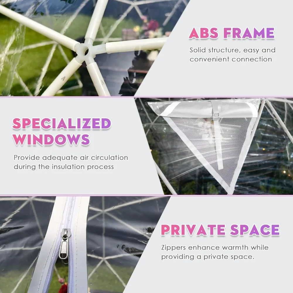 Greenhouse Dome Igloo Bubble Tent House Outdoor, Upgraded Geodesic Dome Greenhouses with Transparent PVC Cover, Greenhouse 3