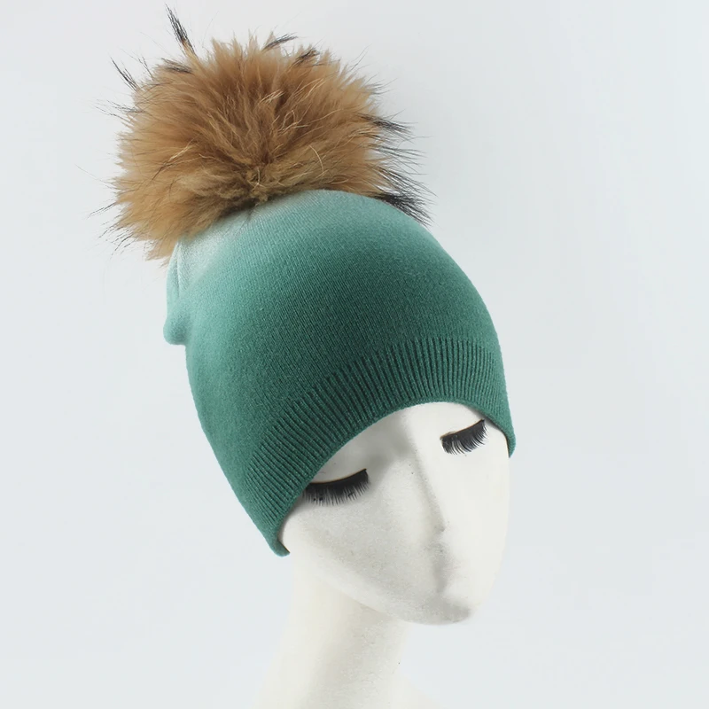 Winter Hat Luxury Cashmere Real Fur Winter Hat Women Cashmere Hat Women Pompom Skullies