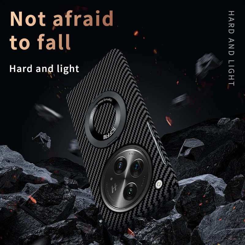 Carbon Fiber Pattern Armor Case with Magsafe Wireless Support and Metal Ring Holder