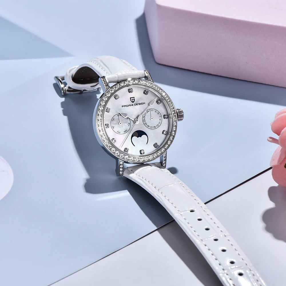 2024 PAGANI DESIGN New 33MM Fashion Multifunctional Women Quartz Watches 50M Waterproof Sapphire Glass Moonphase Watch for Women 3