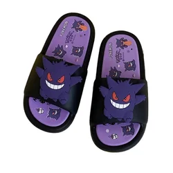 Kawaii Gengar Cartoon Slippers - Cute Adult Summer Outdoor Sandals, Casual Breathable EVA Home Shoes, Perfect Gift - Size 44 - 45 (Black)