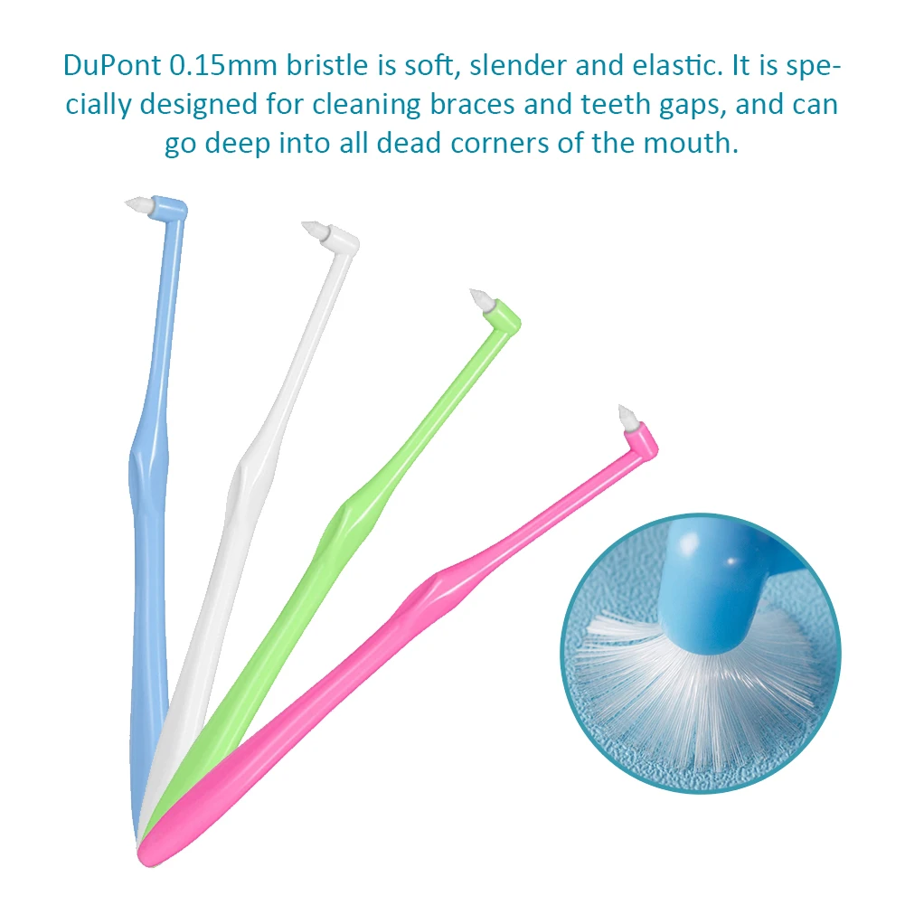 4pcs Orthodontic Toothbrush Pointed Head Soft Hair Correction Clean Teeth Gap Floss Oral Hygiene Teeth Braces Tooth Brushes