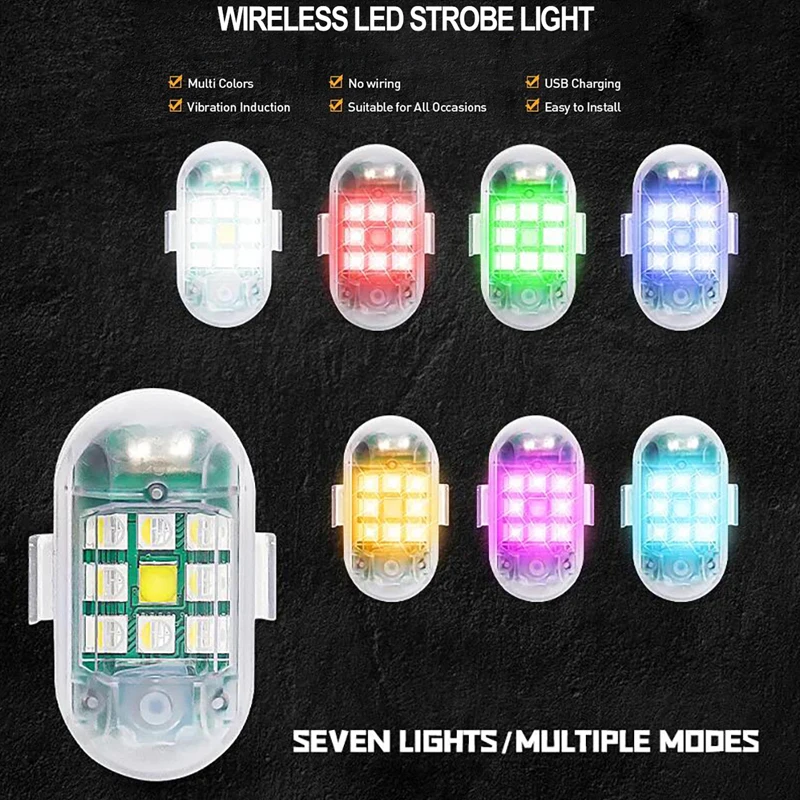 Wireless LED Warning Lamp 7 Colors Auto Bicycle Flashing Anti-collision  Remote Control Strobe Lights for Car Motorcycle - AliExpress