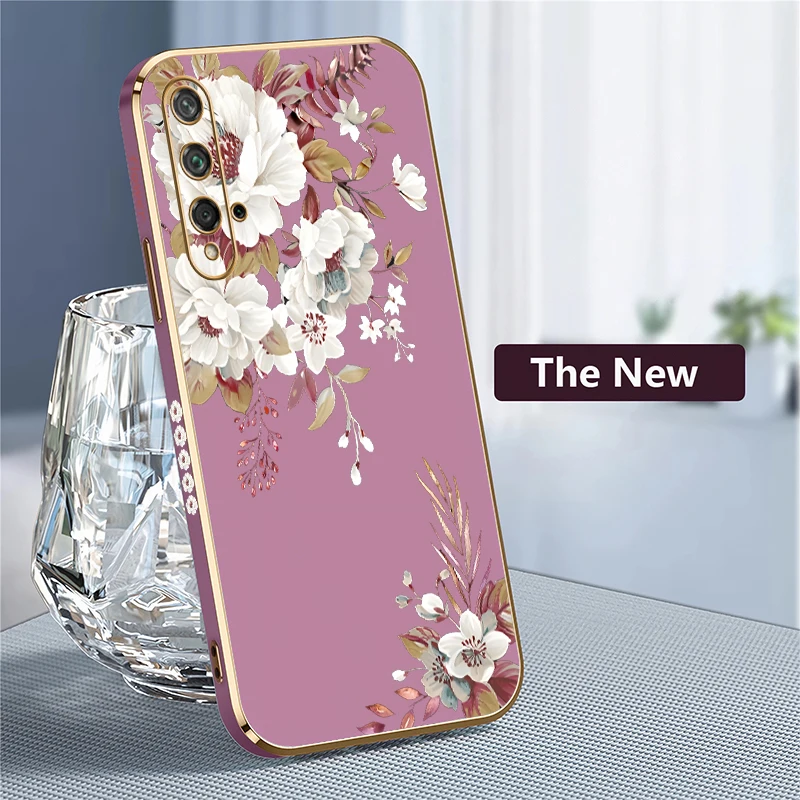 Floral Shockproof TPU Bumper Phone Case - Soft Silicone Plating Cover