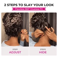 Perruque Cheveux Humains Bouclés Kinky avec Sangle Invisible, Perruques Lace Front HD 360 Complètes, Ajustement Confortable avec Cordon de Serrage, Perruques Ondulées Effet Mouillé Sans Colle 250% 3