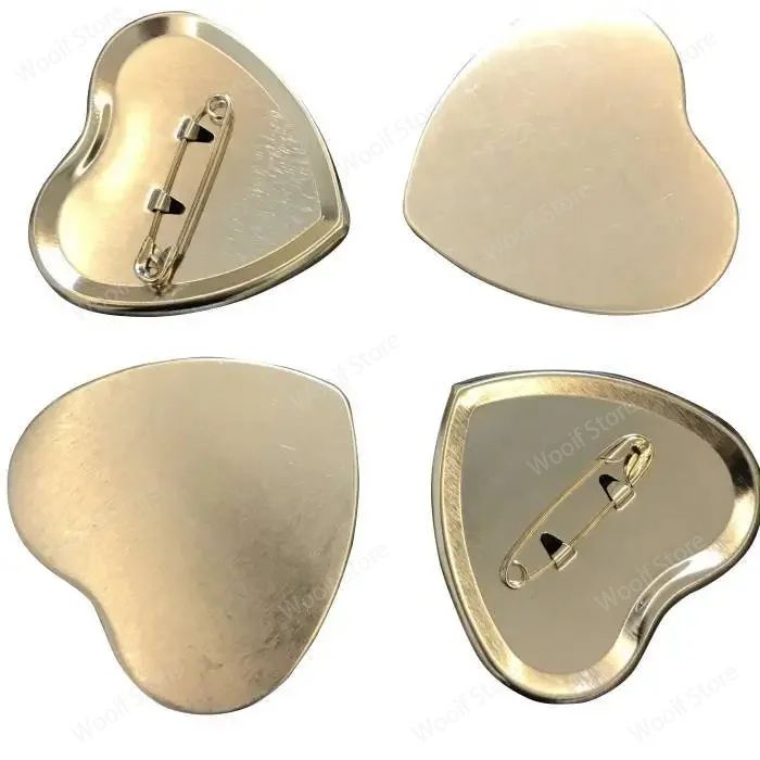 57x54mm Peach Heart Emblem Machine Badge Machine Paper Cutting Knife Badge Set 100Pcs Tinplate Emblem Consumables