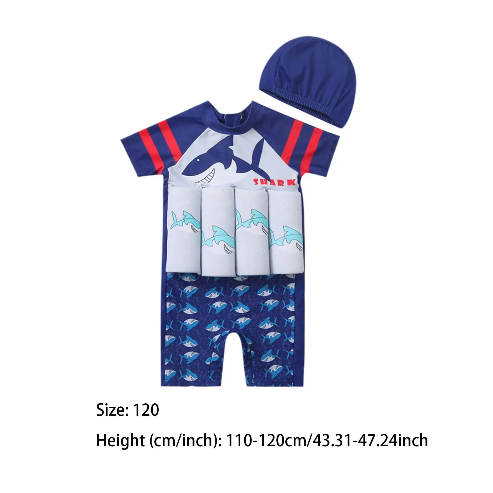 Children Floatation Swimsuit with Hat Float Suit for Indoor Home Pools Beach