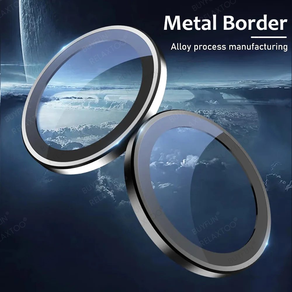 Aluminium Alloy Metal Lens Ring Cover with 3D Tempered Glass Camera Protector