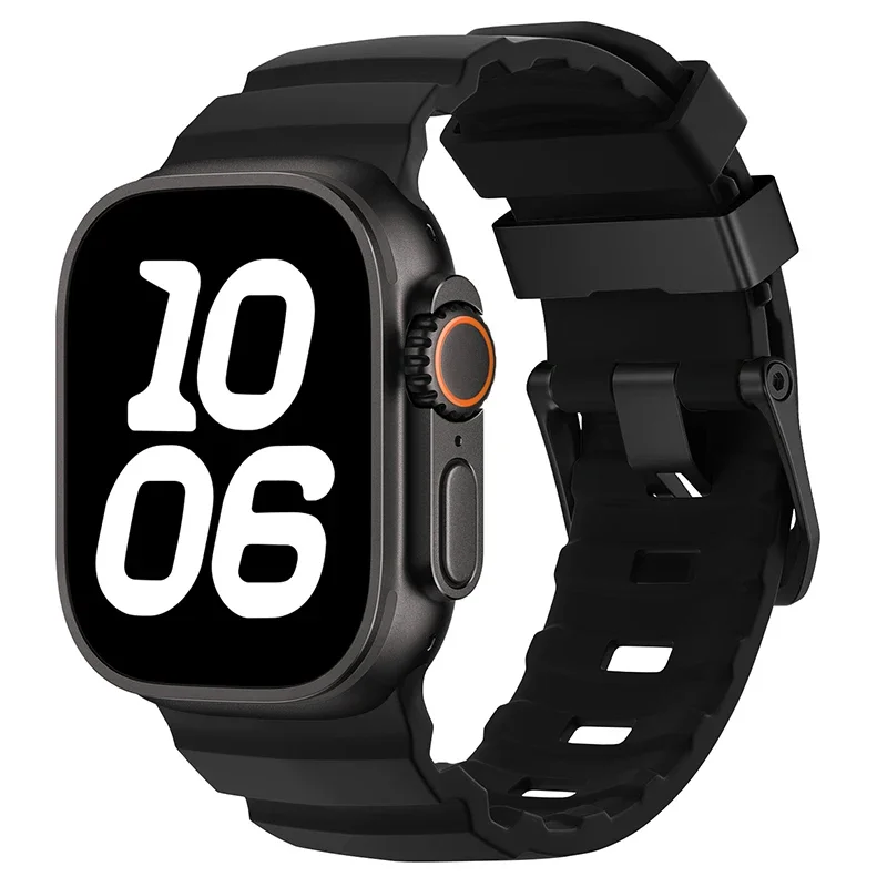 Sport Silicone and Titanium Metal Bracelet Strap