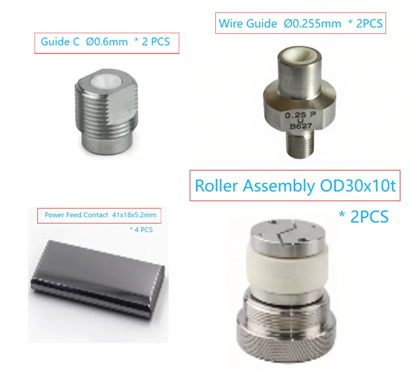 X085C096G53 Führung C Ø0.6 x2PCS, X052B663G62 Drahtführung Ø0.255 x2PCS, Kraftzuführung 41x18x5.2 x4PCS, MV Rollenbaugruppe D30x10t x2PCS